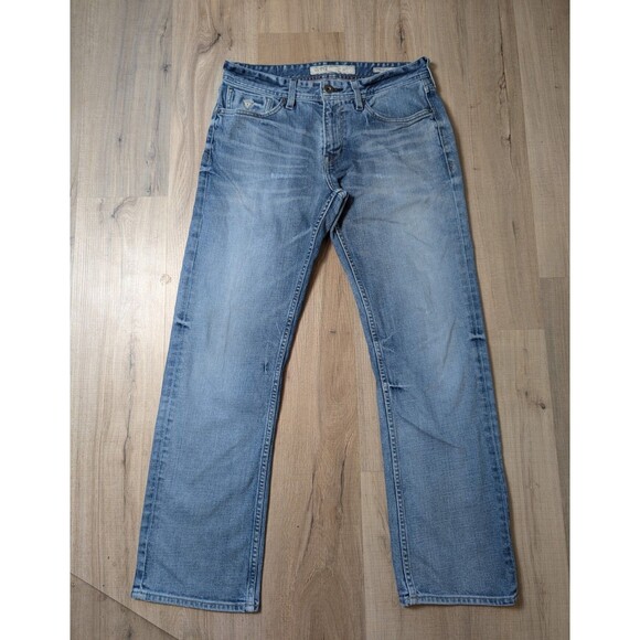 Guess Size 32X30 Desmond Relaxed Straight Jeans Distressed Whiskered Stretch - Picture 1 of 12